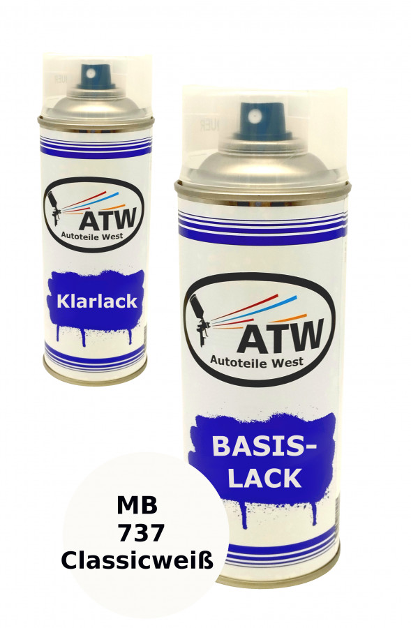 Autolack für Mercedes Benz 737 Classicweiß +400ml Klarlack Set